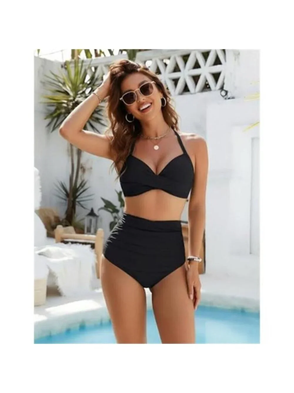 Women's High Waisted Bikini Set Tummy Control Swimsuit 2 Piece - Picture 2 of 6